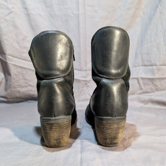 Fly London Black Suede and Leather Sipper Ankle Boots Women Size 38 - Picture 4 of 10